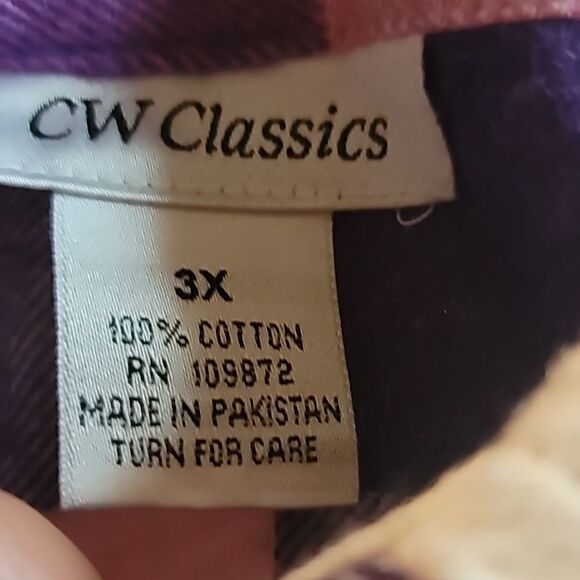 CW Classics Flannel Plaid Longsleeve Button Down Shirt Size 3X New in Package - Picture 4 of 4